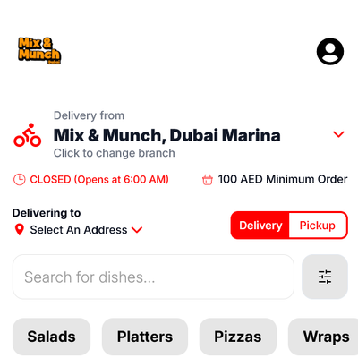 Screenshot of Food Delivery Platform